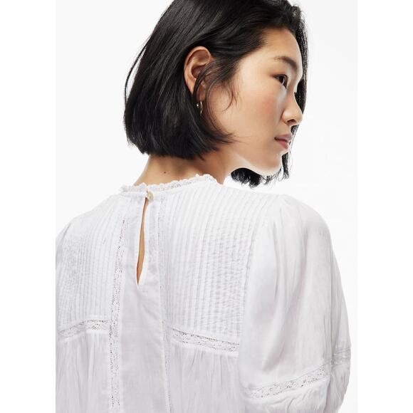 Wilfred Wallflower Blouse Crew Neck Lace Trim White - S - Picture 7 of 7